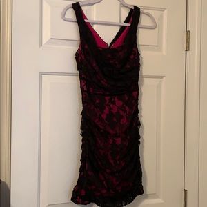 Express Black Lace with Pink Underlay Dress
